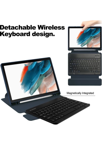Samsung Galaxy Tab A8 10.5 (2021) / (2022) Bluetooth Klavyeli Döner Stand Tablet Kapağı (Yurt Dışından) fırsatları