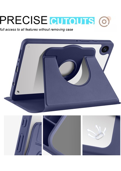 Samsung Galaxy Tab A9 Rotary Stand Pu Derisi+Akrilik Tablet Kapak Pen Tutucu (Yurt Dışından) modelleri