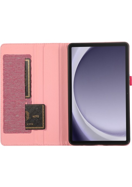 Samsung Galaxy Tab A9 Tablet Kılıf Kılıf Doku Doku Deri Kapak Kart Yuvası (Yurt Dışından)