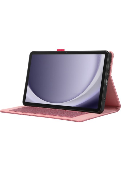 Samsung Galaxy Tab A9 Tablet Kılıf Kılıf Doku Doku Deri Kapak Kart Yuvası (Yurt Dışından)