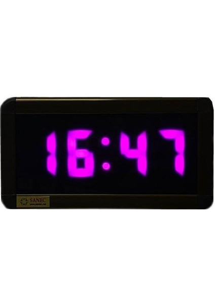 Sanec Dijital LED Duvar ve Masa Saati - Mor (Kasa Ölçüleri: 7X17 Cm)