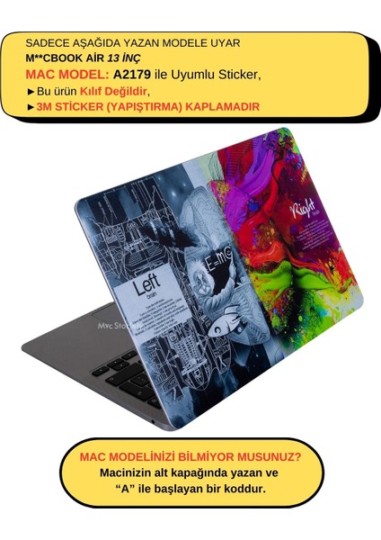 Macbook Air Kılıf Sticker Kaplama Laptop Koruyucu A2179 ile Uyumlu BrainNL