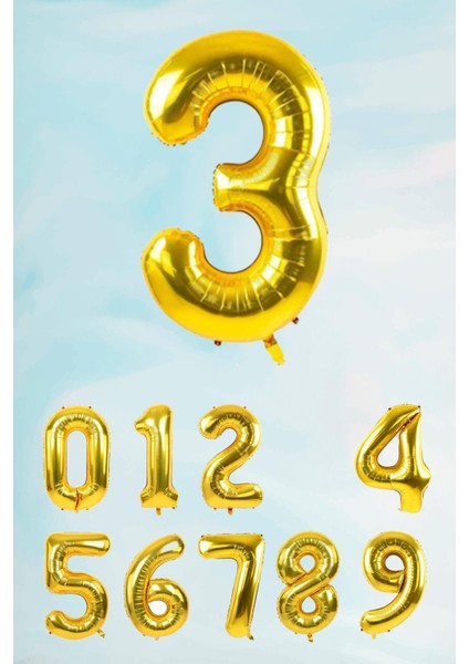 Gold Rakam Folyo Balon Büyük Boy Gold Sayı Balonlar 100CM 40INÇ 3