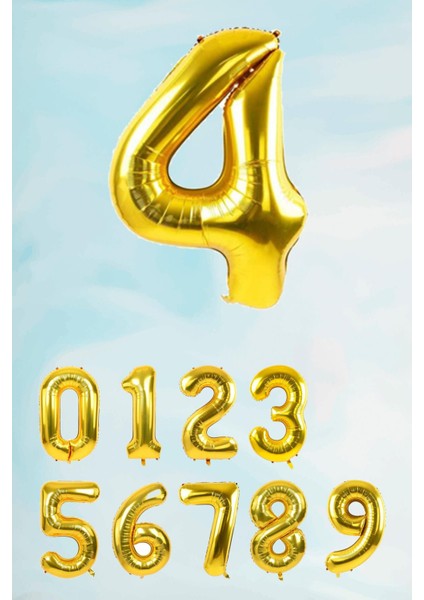 Gold Rakam Folyo Balon Büyük Boy Gold Sayı Balonlar 100CM 40INÇ 4