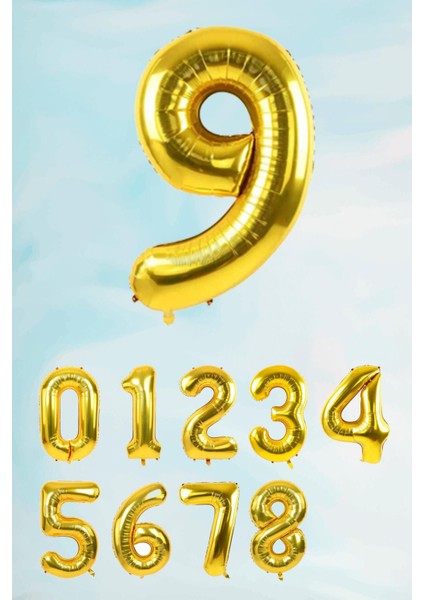 Gold Rakam Folyo Balon Büyük Boy Gold Sayı Balonlar 100CM 40INÇ 9