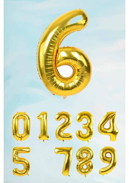 Gold Rakam Folyo Balon Büyük Boy Gold Sayı Balonlar 100CM 40INÇ 6
