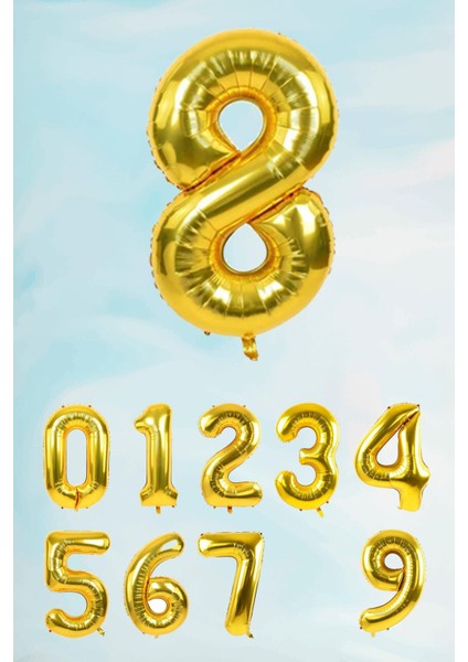 Gold Rakam Folyo Balon Büyük Boy Gold Sayı Balonlar 100CM 40INÇ 8