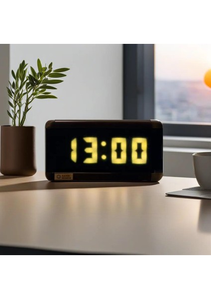 Sanec Dijital LED Duvar ve Masa Saati Derece ve Nem - Sarı (Kasa Ölçüleri: 7X17 Cm)