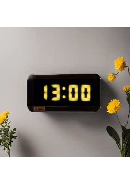 Sanec Dijital LED Duvar ve Masa Saati Derece ve Nem - Sarı (Kasa Ölçüleri: 7X17 Cm)