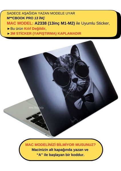 Macbook Pro Kılıf 13inç M1-M2 Laptop Sticker Koruyucu Kaplama A2338 ile Uyumlu Cat01NL