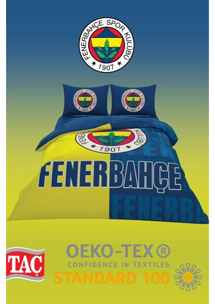 Taçfenerbahçe Parçalı Logo Çift Kişilik 7 Parça Yatak Seti - Nevresim Takımı + Yorgan + 2'li Yastık