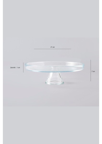 Ayaklı Şeffaf Cam Sunum Tabağı 21 Cm