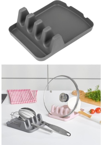 Tencere Kapak Tutucu & Kepçe Kaşık Altlığı ve Tabaklık Kurutmalık Tabak Organizer 2’li Set