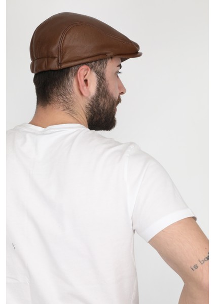 Kuzu Derisi Içi Kürklü Taba Erkek Kasket modelleri