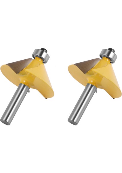2 Adet 8mm Shank Büyük 45 Derece Pah ve Konik Kenar Yönlendirici Bit Ahşap Kesme Aleti Ağaç Işleme Freze Uçları (Yurt Dışından)