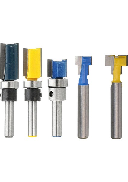 3 Adet 1/4 Inç Shank Alaşım Rulman Gömme Trim Desen Yönlendirici Bit Freze Kesici ve 1 Takım 1/4 Inç Shank T-Yuvası Kesici Yönlendirici Bit Çelik Saplı 3/8 Inç ve 1/2 Inç Uzunluk (Yurt Dışından)