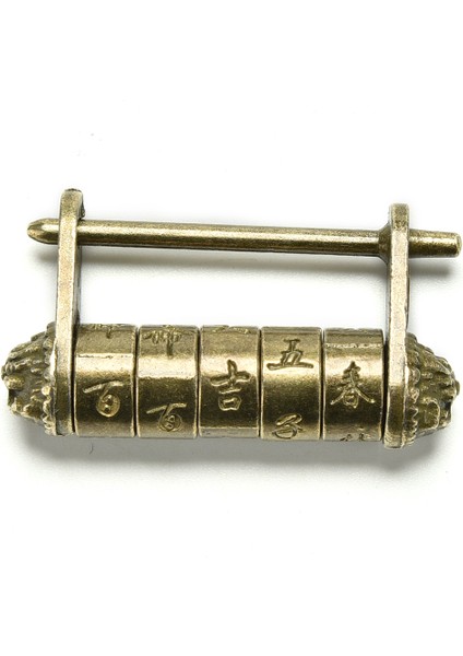 Çin Vintage Antika Eski Stil Pas Pirinç Oyma Kelime Asma Kilit Kilit/anahtar (Yurt Dışından) fiyatları