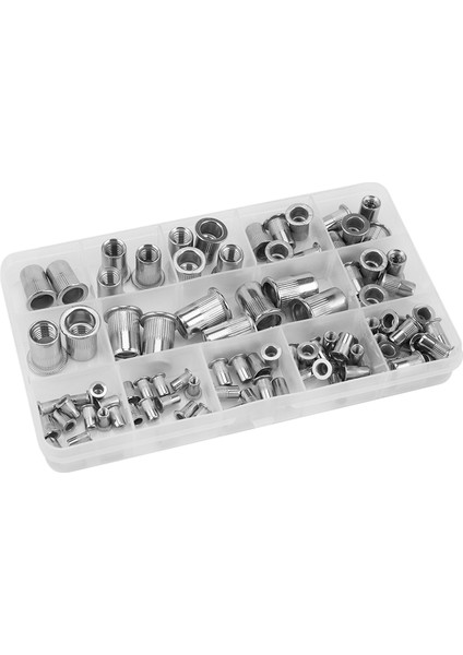 93 Adet Paslanmaz Çelik Rivnut Küçük Havşa Başlı Perçinli Somun Ekle Nutsert Düz Kafa Kapağı Perçin Somunu Kiti M3/M4/M5/M6/M8/M10 (Yurt Dışından)