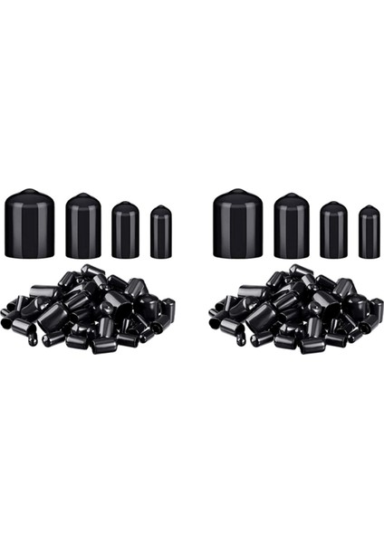 Zoroom 160 Parça Kauçuk Uç Kapakları Esnek Cıvata Kapakları Döner Kapaklar 4 Boyutta Diş Koruyucular 1/4 Ila 3/4 Inç (Siyah) (Yurt Dışından)