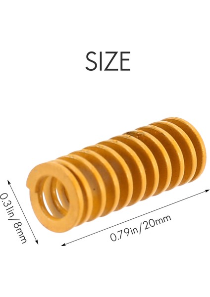 8mm Dış 20MM Uzun Hafif Yük Sıkıştırma Kalıp Kalıp Yayı Sarı Sıkıştırma Kalıp Kalıp Yayı Ender 3s Yatak 20 Adet (Yurt Dışından)