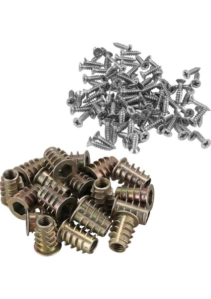 Nanlıy-20 Parça M6X 15MM Altıgen Soket Vida Konu Ekleme Somunu 100X Paslanmaz Çelik Düz Kafa Phillips Vida 12X3MM (Yurt Dışından)