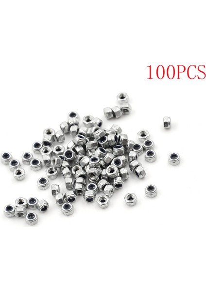 100 Adet M3 x 0.5mm Paslanmaz Çelik Nylock Naylon Ekleme Altıgen Kendinden Kilitlemeli Somunlar (Yurt Dışından)