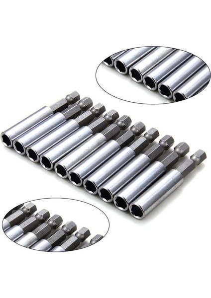 Göbeklady 10 Adet 60MM Manyetik Tornavida Uzatma Bit Ipuçları Tutucu 1/4in Hex Shank Seti (Gümüş Renk) (Yurt Dışından)