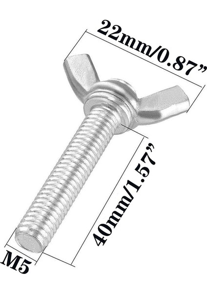 Fasdaga 10 Adet M5 Kelebek Kanat El Vidaları Cıvata 304 Paslanmaz Çelik Bağlantı Elemanı Çeşitleri Seti, Tam Dişli (M5X40MM) (Yurt Dışından)