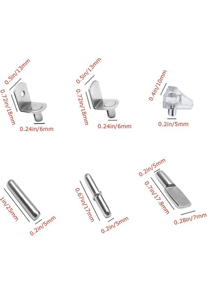 72 Adet Raf Mandalları Destek Kiti, 6 Stilleri Raf Pimleri, Raflar Için Nikel Kaplama Dolap Raf Mandalları Kitaplık Kitaplık Mandalları (Yurt Dışından) fırsatları
