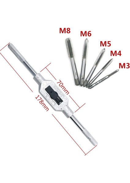 Adet/takım Vida Konu Musluk Tutucu M3-M12 Metal Işleme Anahtarı Alet Kiti (Yurt Dışından)