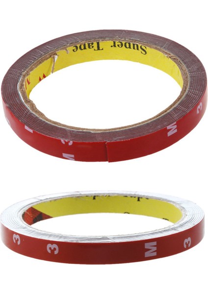 2 Adet Güçlü Kalıcı Çift Taraflı Süper Yapışkan Köpük Bant Rulosu Araç Araba Için, Kırmızı 10MMX3M ve 12MMX3M (Yurt Dışından)