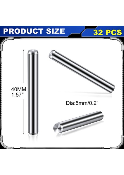 32 Adet 5 mm x 40 mm Raf Destekleri Mandal Raflar Dübel Pimleri Metal Kitaplık Mandal Desteği (Yurt Dışından)