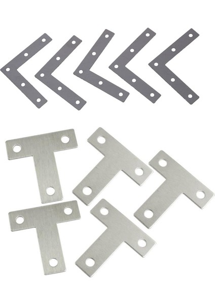 10 Adet Açı Plakası Köşe Desteği Düz Tamir Braketi L Şekli 80MM x 80MM ve T Şekli 40MM x 40MM (Yurt Dışından)