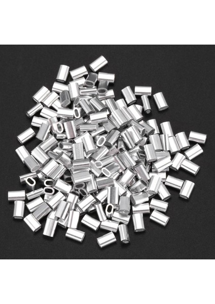 Quanbu M1.5 Tel Halat Alüminyum Yüksük Kablo Bağları Kıvrım Tel Halat Aynası Alüminyum Ceket 200 Parça (Yurt Dışından)