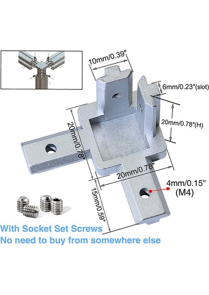 12 Adet 2020 Serisi 3 Yollu Uç Köşe Braketi Konektörü Avrupa Standardı Için 6mm T Yuvası 20X20MM Alüminyum Ekstrüzyon Profili (Yurt Dışından) fırsatları