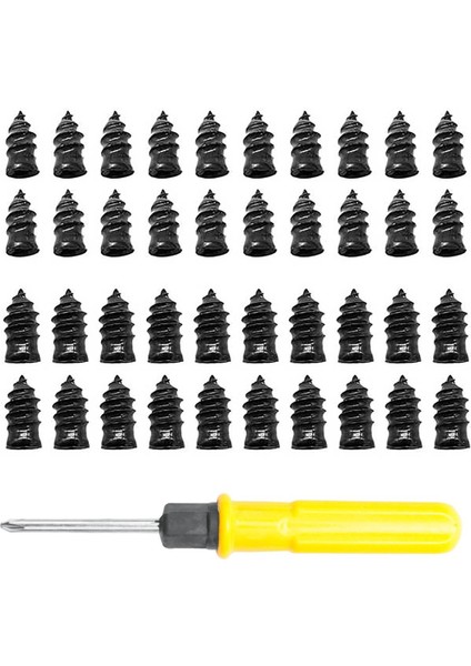 40PCS Lastik Tamir Lastiği, Lastik Tamir Kauçuk Vidaları Siyah, Hızlı Alet Self Servis Lastik Tamiri (Yurt Dışından)