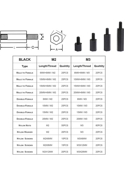 320 Adet M3 Erkek Dişi Altıgen Naylon Spacer Standoff Vida Dişli Sütun Pcb Anakart Standoff Dayanıklı Kullanımı Kolay (Yurt Dışından)