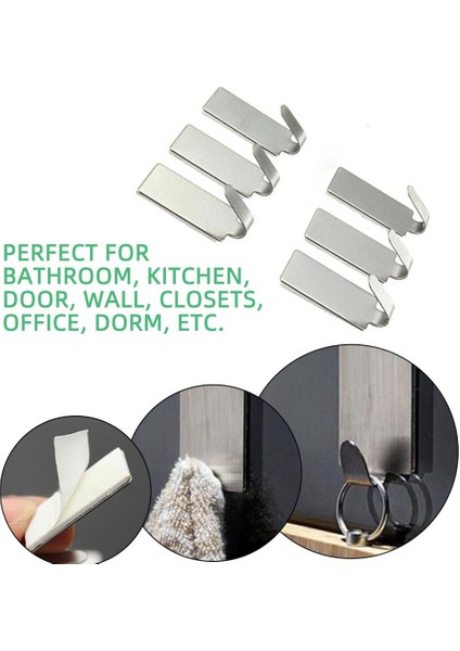 6pcs Kendinden Yapışkanlı Ev Mutfak Duvar Kapı Paslanmaz Çelik Tutucu Kanca Askı (Yurt Dışından) fırsatları