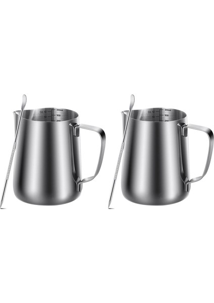 2x Süt Köpürtme Sürahisi 350ML (12OZ)BUHARLAMA Sürahi Süt Kahve Cappuccino Latte Sanat Barista Sürahi Süt Kupası (Yurt Dışından)