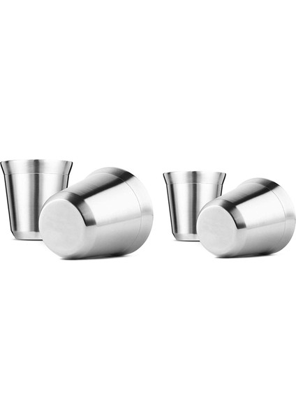 Çelik Espresso Bardakları 4, Çift Duvar Yalıtımlı Kahve Kupaları Çay Bardakları, Kolay Nebilir ve Bulaşık Makinesinde Yıkanabilir (80ML) (Yurt Dışından)