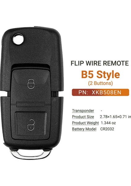 XKB508EN Tel Evrensel Uzaktan Anahtar Için 2x Vvdı Anahtar Aracı Için B5 Stili Için 2 Düğme Fob (Yurt Dışından)