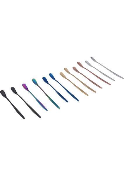 6 Renk Karıştırma Kaşığı Uzun Saplı Kalın Katı Küçük Kaşık Tatlı Kahve Buz Kaşığı Mutfak Aksesuarları (Yurt Dışından)