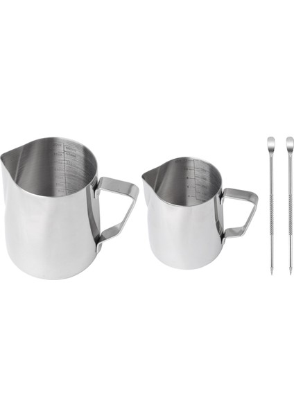 2 Paket Süt Köpürtme Sürahisi, 12OZ & 20OZ Espresso Buharlama Sürahisi, Espresso Kahve Cappuccino Latte Için, Içinde Onay Işareti (Yurt Dışından)