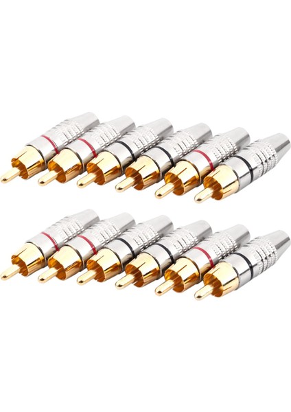 Rca Erkek Fiş Adaptörü, Ses Fono Altın Kaplama Lehim Konektörü, Hi End - 12'li Paket, Gümüş (Yurt Dışından)