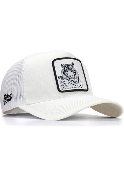 V1 Trucker Bengal Kaplan - 1 Kod Logolu Unisex Beyaz Şapka (Cap)
