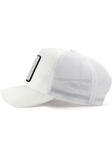 V1 Trucker Bengal Kaplan - 1 Kod Logolu Unisex Beyaz Şapka (Cap)