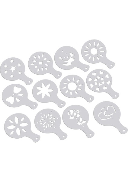 12 Adet Cappuccino Kahve Beyaz Şablonlar Şablon Uzerine Çiçek Ped Duster Sprey (Yurt Dışından)