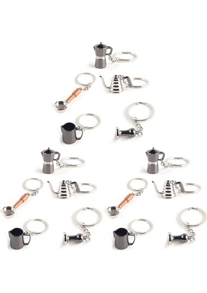 15PCS Barista Kahve Sabotaj Espresso Portafilter Moka Sürahi Anahtarlık Taşınabilir Kahve Aksesuarları Hediye (Yurt Dışından)