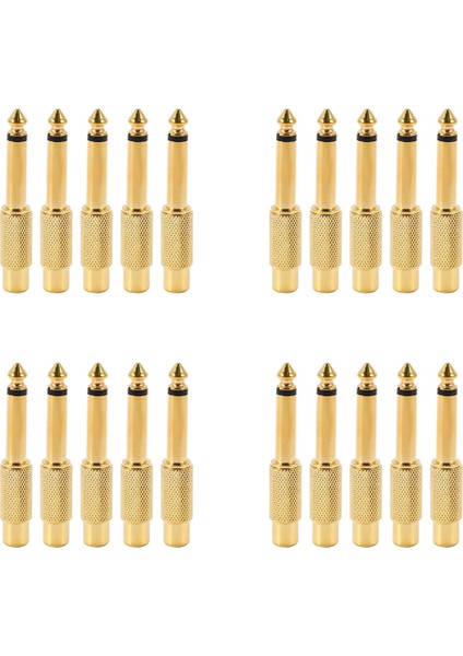 20X Altın Kaplama 6.35MM 1/4 Inç Erkek Mono Fiş Rca Dişi 6.5mm Jack Ses Stereo Adaptör Konnektör Fişi Dönüştürücü (Yurt Dışından)