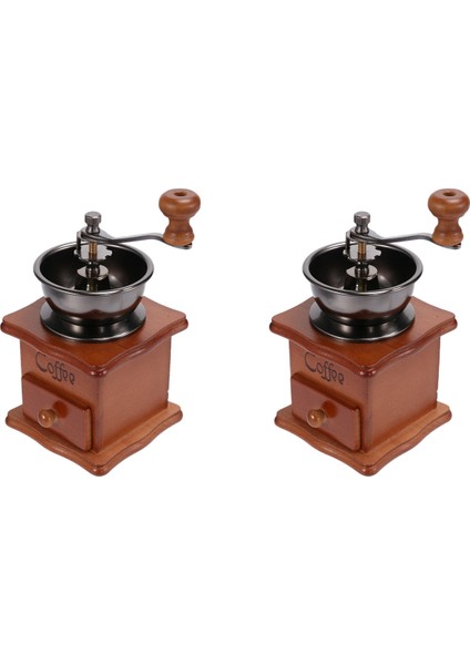 2x Kahve Çekirdeği Değirmeni Ahşap Manuel Kahve Değirmeni El Paslanmaz Çelik Retro Kahve Baharat Mini Çapak Değirmeni Seramik (Yurt Dışından)